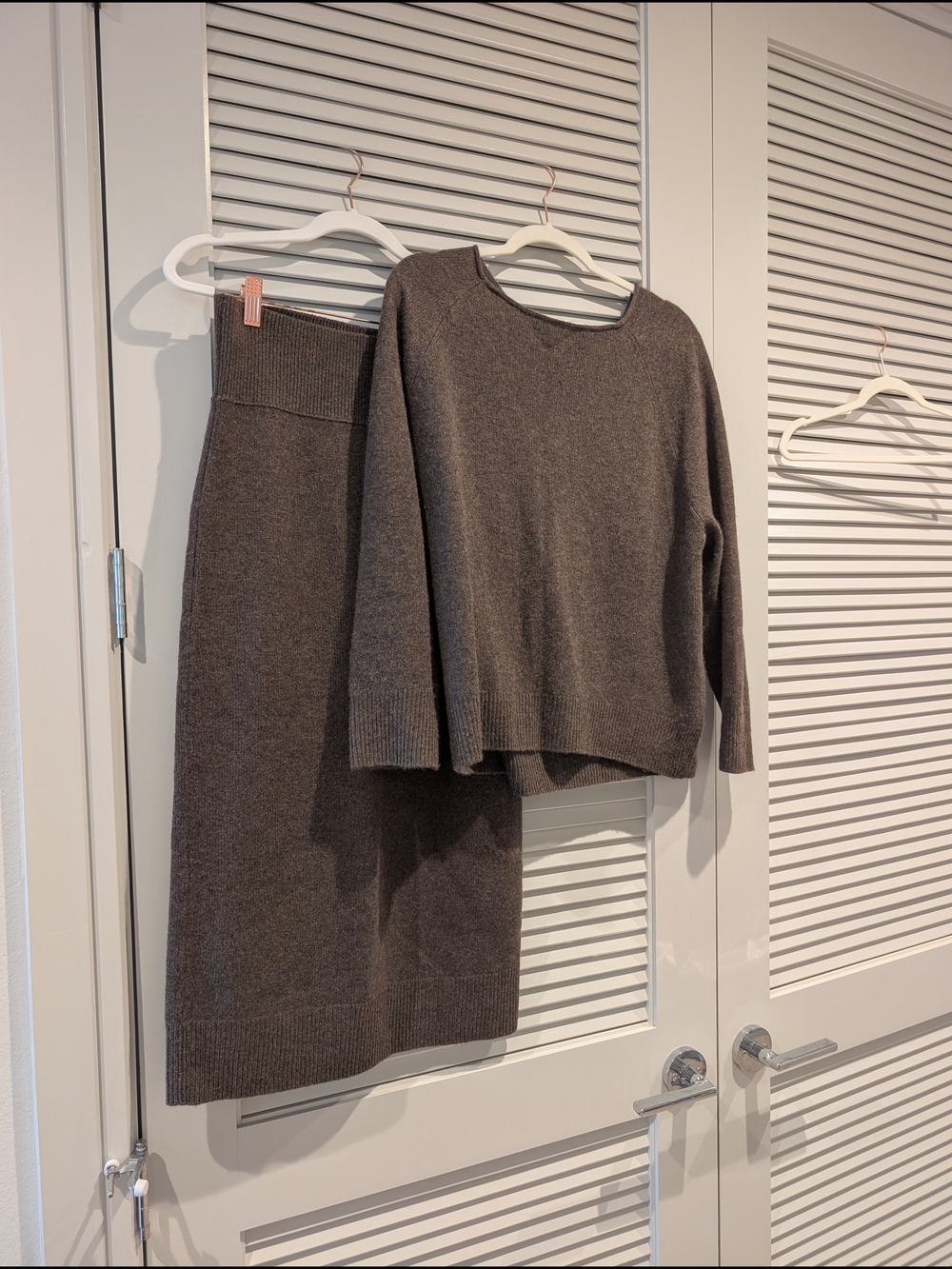 NakedCashmere Taupe-Brown Knit Skirt & Sweater Set
